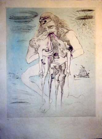 Etching Dali - Kronos (Saturn)