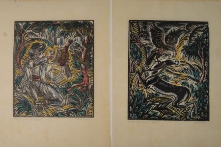 Woodcut Klemm - König Sindibad und sein Falke