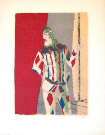 Lithograph Brianchon - L' arlequin, from Souvenirs de Portraits d'Artistes - Jacques Prévert: Le coeur à l'ouvrage
