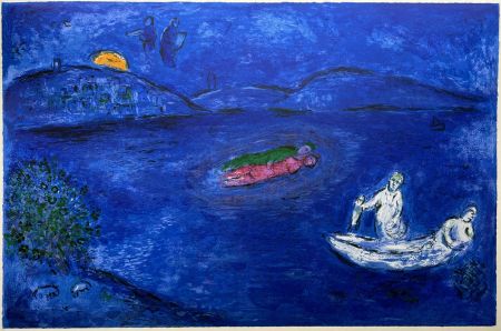 Lithograph Chagall - L' ÉCHO  (de la suite Daphnis et Chloé - 1961)