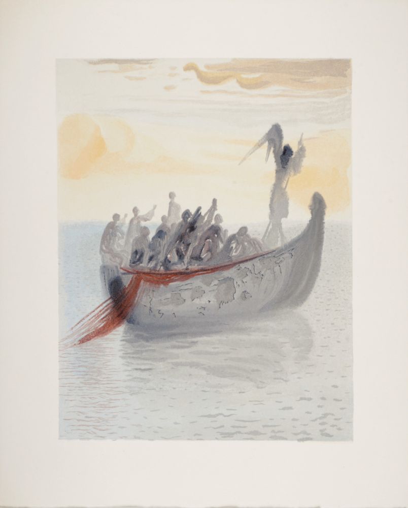 Woodcut Dali - La barque de Nocher, 1963
