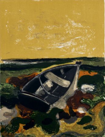 Lithograph Minaux - La barque échouée, c. 1964.