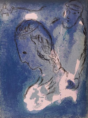 Lithograph Chagall - La Bible : Abraham et Sarah, 1956
