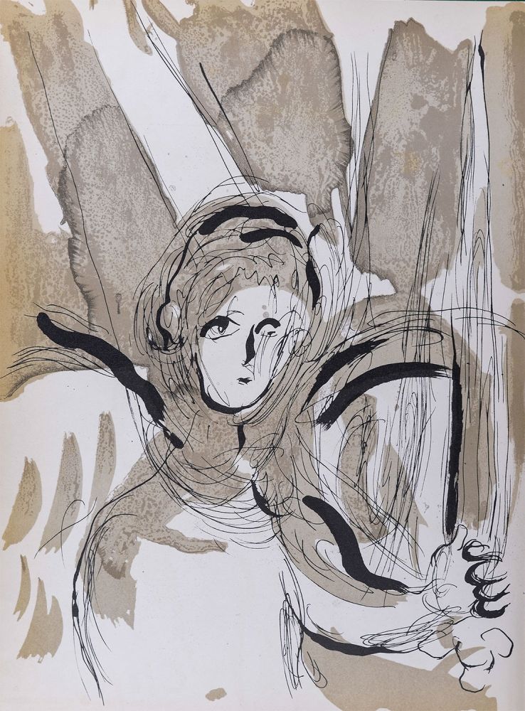 Lithograph Chagall - La Bible : Ange avec épée, 1956