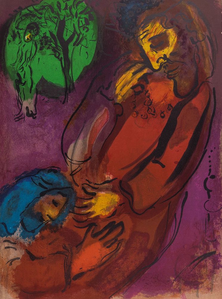 Lithograph Chagall - La Bible : David et Absalom, 1956