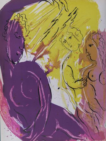 Lithograph Chagall - La Bible : L'Ange du Paradis, 1956