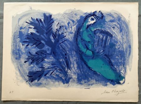 Lithograph Chagall - LA BIBLE : Moïse. Lithographie originale signée (1956).