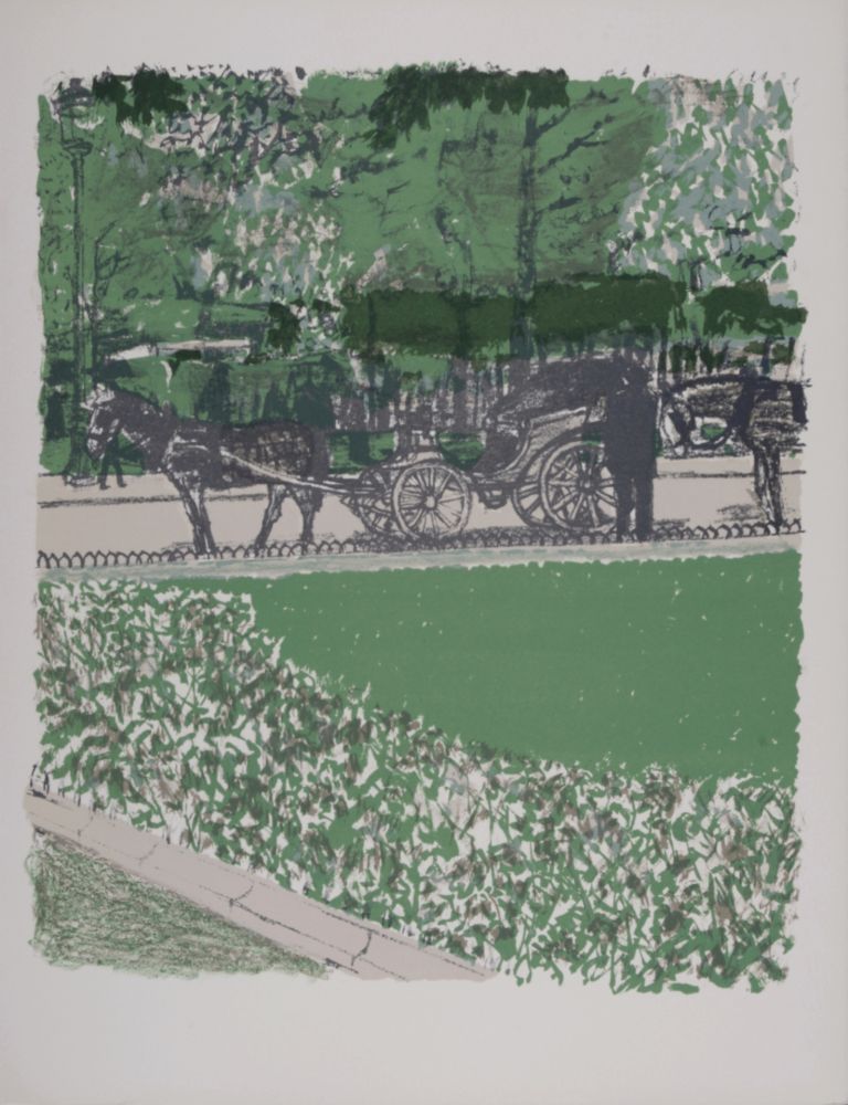 Lithograph Brianchon - La Calèche dans le parc, 1962
