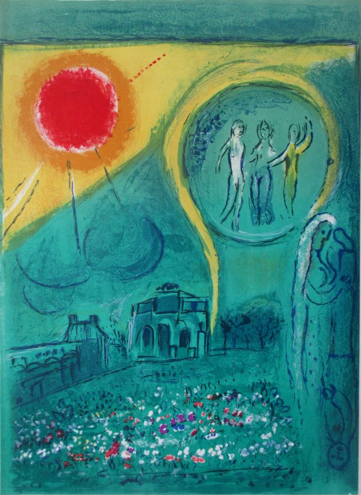 Lithograph Chagall - La Carrousel du Louvre