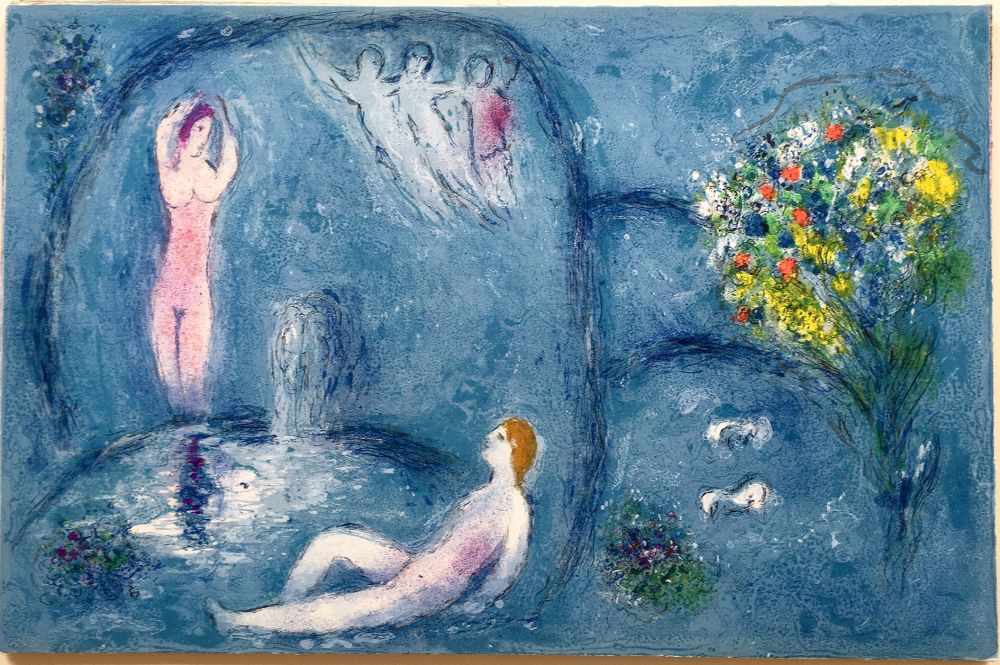 Lithograph Chagall - LA CAVERNE DES NYMPHES (de Daphnis et Chloé - 1961)