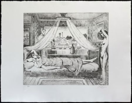 Engraving Delvaux - La chambre