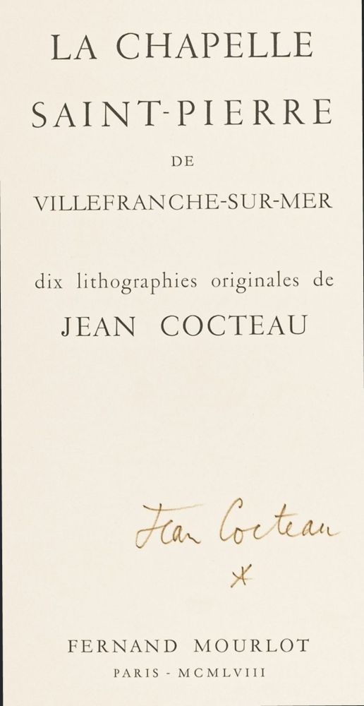 Illustrated Book Cocteau - La Chapelle Saint-Pierre de Villefranche-sur-Mer, Mourlot 1958
