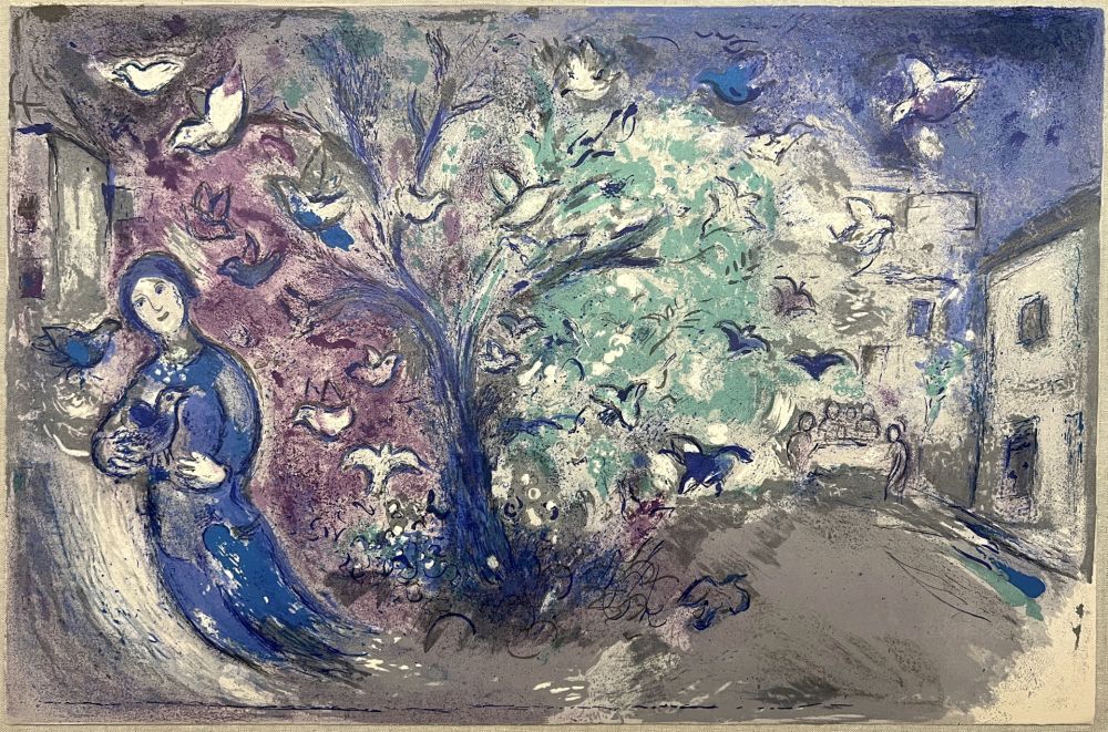 Lithograph Chagall - LA CHASSE AUX OISEAUX (The bird chase). Daphnis et Chloé. 1961 