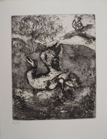 Etching Chagall - La chasse (L'oiseau blessé d'une flèche)