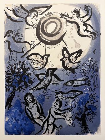 Lithograph Chagall - LA CRÉATION. Lithographie originale pour DESSINS POUR LA BIBLE (1960)
