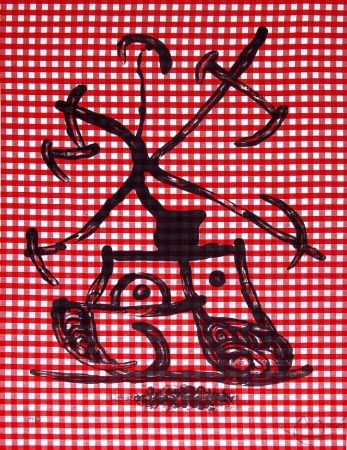 Lithograph Miró - La Dame aux damiers (Lady with Checkers), 1969
