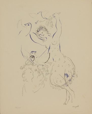 Lithograph Chagall - LA DANSEUSE AUX OISEAUX