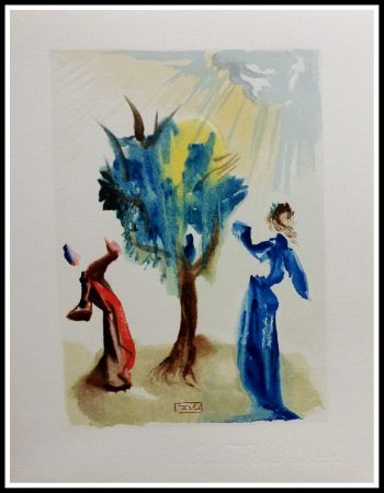 Woodcut Dali - LA DIVINE COMEDIE - L'arbre au châtiment