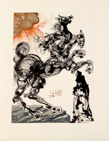 Woodcut Dali - La Divine Comédie - Enfer 06 - Cerbère