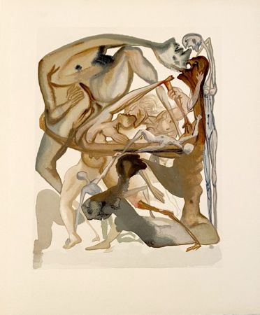 Woodcut Dali - La Divine Comédie - Enfer 11 - Au bord du 7ème bolge