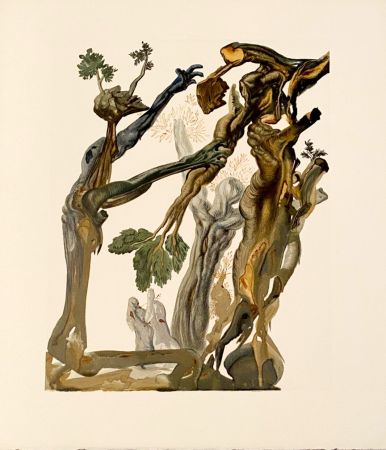 Woodcut Dali - La Divine Comédie - Enfer 13 - La forêt des suicidés