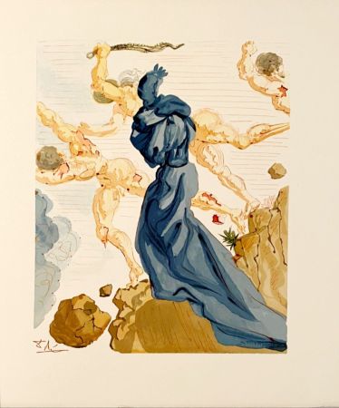 Woodcut Dali - La Divine Comédie - Enfer 15 - Les Margelles du Phlégéton