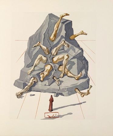 Woodcut Dali - La Divine Comédie - Enfer 19 - Les Simoniaques