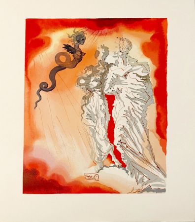 Woodcut Dali - La Divine Comédie - Enfer 21 - Le Diable noir