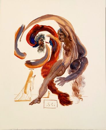 Woodcut Dali - La Divine Comédie - Purgatoire 18 - Accidia