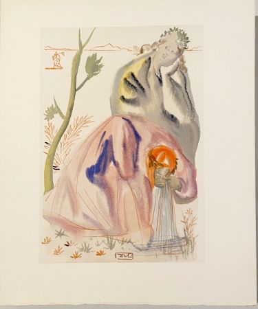 Woodcut Dali - La Divine Comédie - Purgatoire 21 - La source