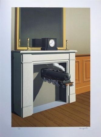 Lithograph Magritte - La durée poignardée (Time Transfixed)