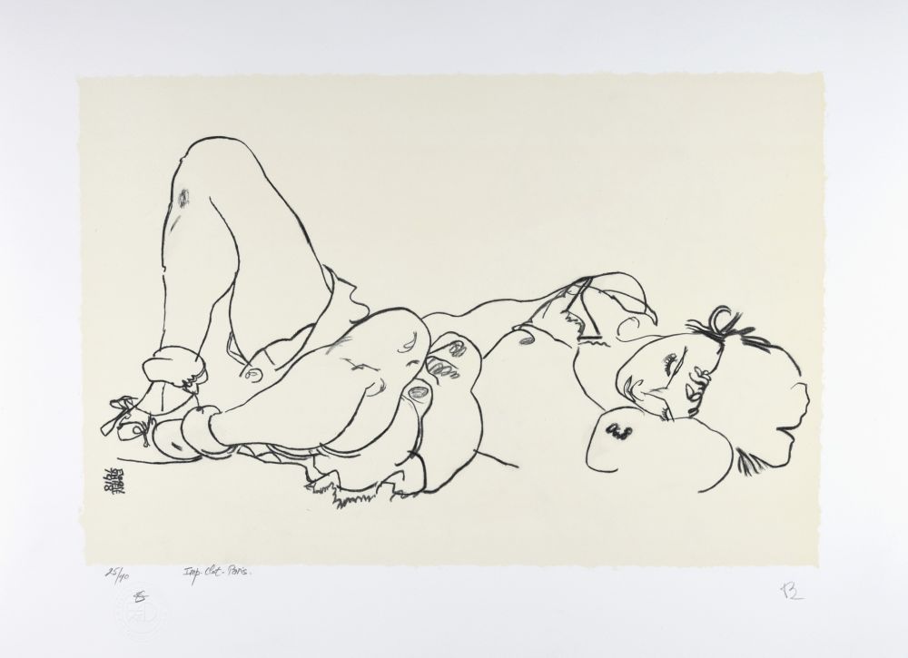 Lithograph Schiele -  La femme allongée, 1918 | Reclining woman, 1918 (Liegende)