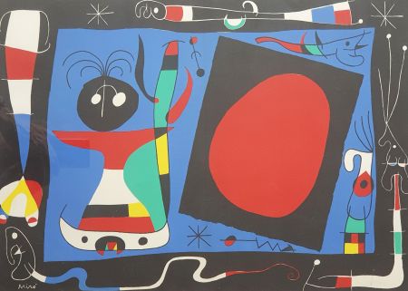 Lithograph Miró - La femme au miroir