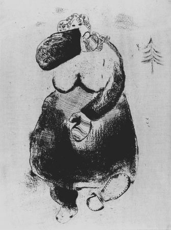 Engraving Chagall - La femme moineau