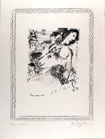 Lithograph Chagall - La Fermière à l'âne, c. 1971 - Hand-signed