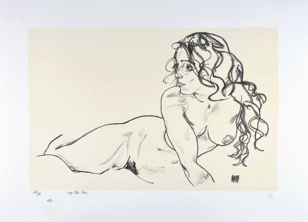 Lithograph Schiele - La fille aux cheveux longs, 1918 | The girl with long hair, 1918