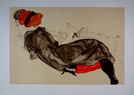 Lithograph Schiele - La fille aux Cheveux Rouges / Red-haired Girl - 1912