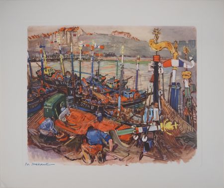 Rotogravure Méheut - La flottille artisanale au soutage
