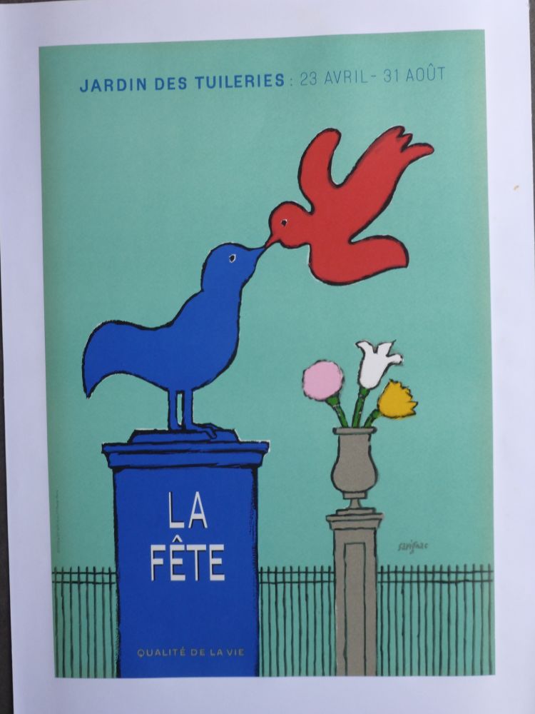 Poster Savignac - La fête au jardin des Tuileries 