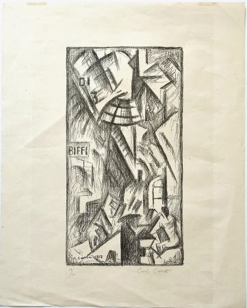 Lithograph Carra - La galleria di Milano