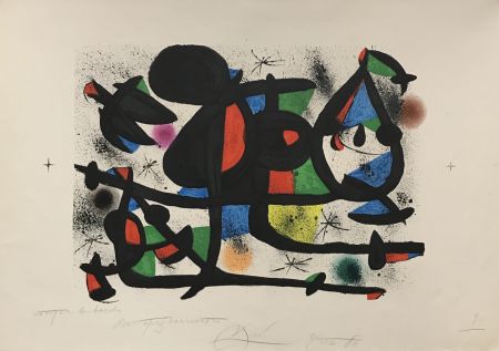 Lithograph Miró - La Luge des Amants II (Unique BAT)