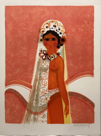 Lithograph Menguy - La mariée I