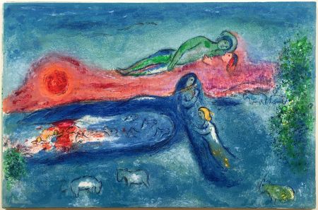 Lithograph Chagall - LA MORT DE DORCON (Daphnis et Chloé - 1961)