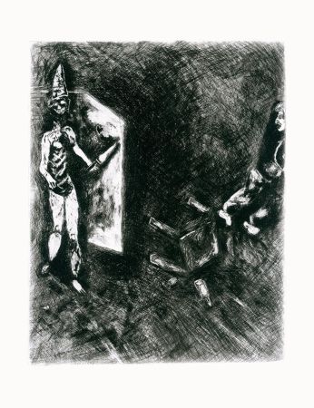 Engraving Chagall - La mort et le malheureux