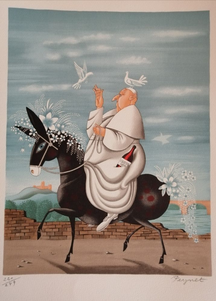 Lithograph Peynet - La Mule du Pape