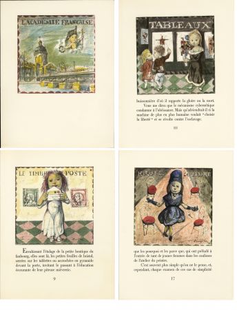 Illustrated Book Foujita - LA MÉSANGÈRE (Jean Cocteau) 21 lithographies. 1963. Ex. de luxe avec soie signée et suite couleurs