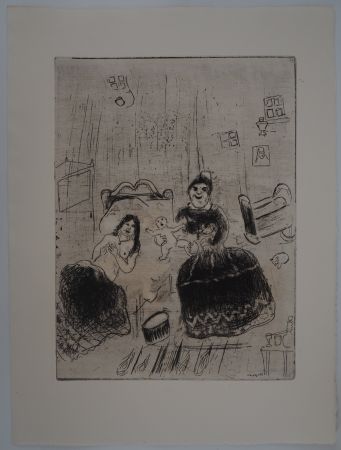 Etching Chagall - La naissance de Tchitchikov