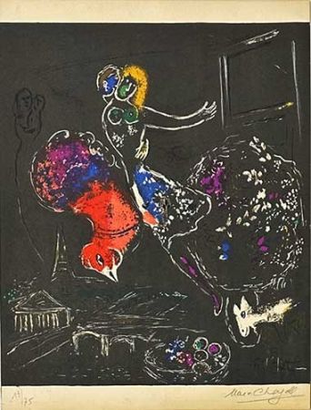 Lithograph Chagall - La nuit à Paris