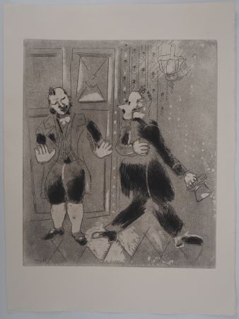 Etching Chagall - La négociation (Le Suisse ne laisse pas entrer Tchitchikov)