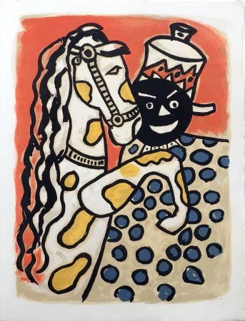 Lithograph Leger - LA PARADE EQUESTRE II - Le cheval et le clown (CIRQUE. 1950)